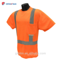 Chinese Manufacturer Wholesale 100% Polyester Mesh Yellow/orange Safety Work T Shirts With Reflective Tapes And Pocket ANSI 107